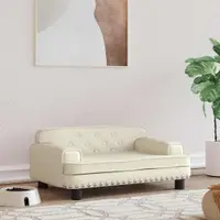 vidaXL Pat de câini, crem, 70x45x30 cm, piele ecologică