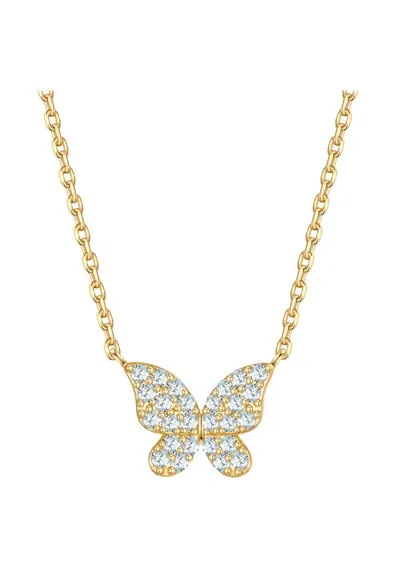 Colier cu pandantiv fluture si zirconia - Auriu