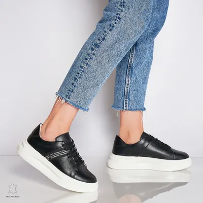 Pantofi Casual dama din Piele naturala CRL0047 Negru