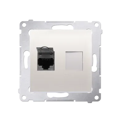 Priza calculator ecranata, RJ45 cat6, cu protectie anti-praf,crem