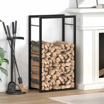 vidaXL Suport pentru lemne de foc, negru mat, 50x28x94 cm oțel