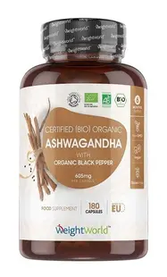 Ashwagandha + Piper negru, 180 capsule, Weight World