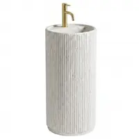 Lavoar freestanding rotund REA Margarita, piatra compozita Artificial Stone, alb imitatie piatra, 39 x 39 cm