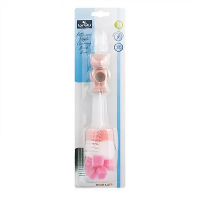 Perie de curatat biberoane, tetine si cani Bear Blush Pink