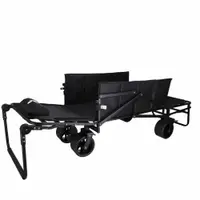 Carucior transportor transformabil in sezlong de plajacamping, Ikonka Luaro black, cadru solid din otel, material Oxford 600D, maner telescopic reglabil, include pernuta