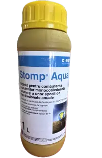 Stomp Aqua 1L, erbicid preemergent selectiv, BASF, combate buruienile monocotiledonate anuale si unele dicotiledonate anuale in culturile de porumb, floarea soarelui, grau, ceapa, vita de vie, pomi fructiferi, tomate, orz, cartof - Default Title