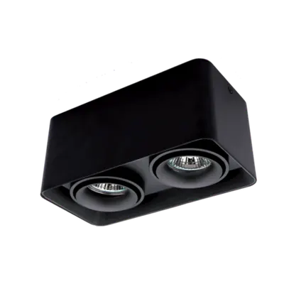 Spot Patrat Dublu Aparent Negru Dl-044