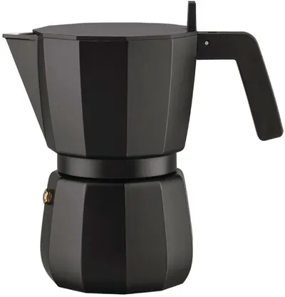 Aparat de cafea Alessi - Moka, 6 cești, negru