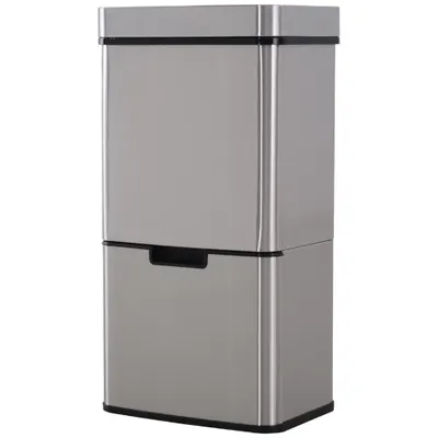 Cos de gunoi inteligent cu senzor HOMCOM, Capacitate 72 l, 42x30x81cm, Inox / ABS, Argintiu | Aosom Romania