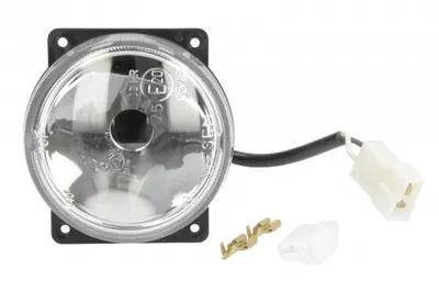 Far universal stanga dreapta (faza lunga, H3, 12 24V, diametru 80mm, transparent, plastic, negru, lungime cablu: 200mm)