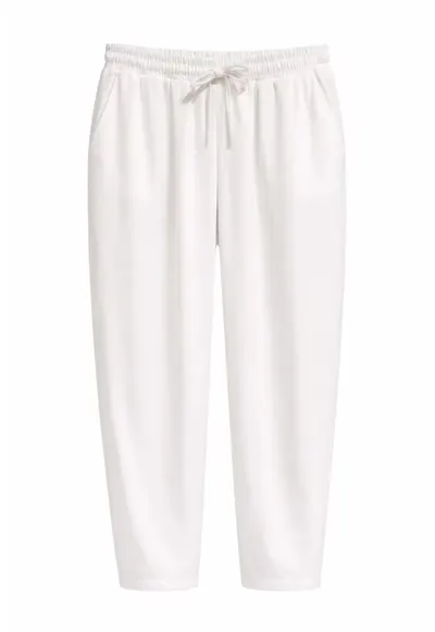 Pantaloni dama Salwar - elastic - poliester - Alb