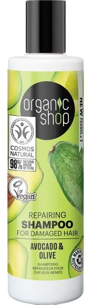 Organic Shop Șampon reparator pentru păr deteriorat cu avocado și măsline, 280 ml