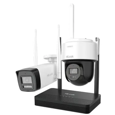 Kit 2 camere Wifi bullet + PT cu NVS HiLook IKS-2042BPH-PH/W, 2MP, lentila 2.8mm, IR 30m, lumina alba, detectie miscare