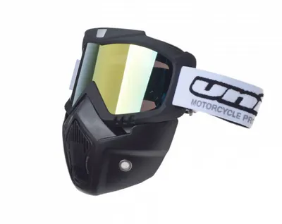 Ochelari motocross atv enduro Unit, model masca, culoare rama negru, lentila oglinda aurie