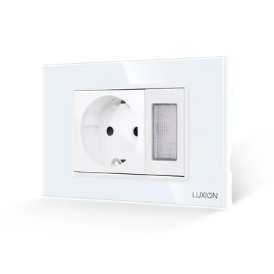 Priza Schuko + Lampa de Veghe cu Rama din Sticla LUXION, Standard Italian, 3M