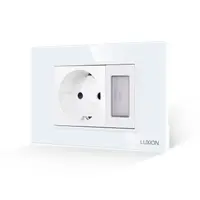 Priza Schuko + Lampa de Veghe cu Rama din Sticla LUXION, Standard Italian, 3M
