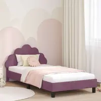 vidaXL Cadru de pat pentru copii cu spătar Violet 90 x 200 cm Catifea