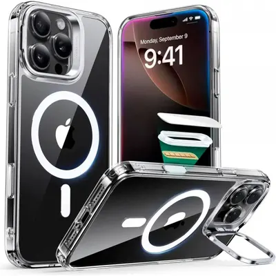 Husa MagSafe pentru Apple iPhone 16 Pro Max, ESR, Classic Hybrid Kickstand Slide, Transparenta