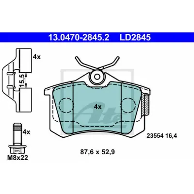 Set placute frana, frana disc ATE 13.0470-2845.2