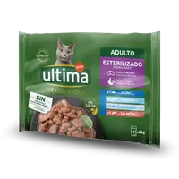 Hrana umeda pisici, Ultima Cat, Adult Sterilizat Fit & Delicious Multipack, Ton, Pastrav, Somon & Peste Oceanic, 4x85 g