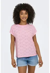Tricou cu broderie Sangallo Milla - Roz pastel