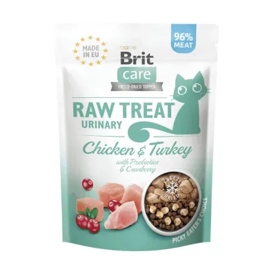 BRIT Raw Treat Urinary, Pui și Curcan, punguță recompense pisici sterilizate, sistem urinar, 40g