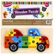 Jucarie bebelusi din lemn - puzzle camion, multicolor