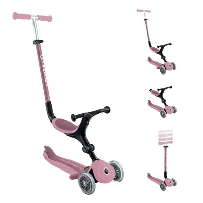 Trotineta 3 in 1 pentru copii Globber Go Up Active Roz Pal, ecologic, ghidon si scaun ajustabile, rulmenti ABEC 9