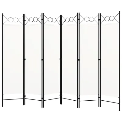 vidaXL Paravan de cameră cu 6 panouri, alb, 240 x 180 cm