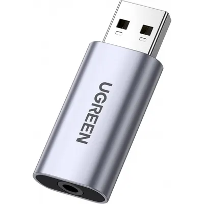 Placa de sunet USB UGREEN CM383, 1 x Jack 3.5mm, Gri