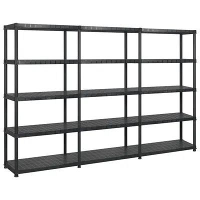 vidaXL Raft de depozitare 5 niveluri negru 274,5x45,7x185 cm, plastic