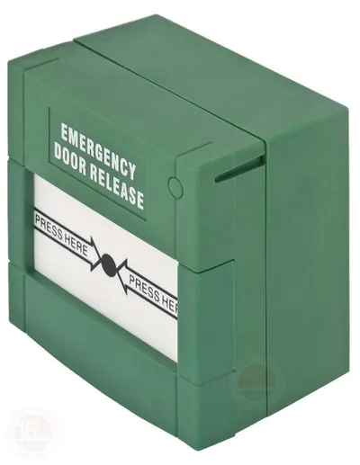 Buton aplicabil din plastic pentru iesire de urgenta Material: plastic, culoare verde 2x contacte NO/NC