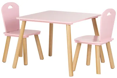 Set pentru copii Chipolino - Masă cu două scaune, MDF, roz