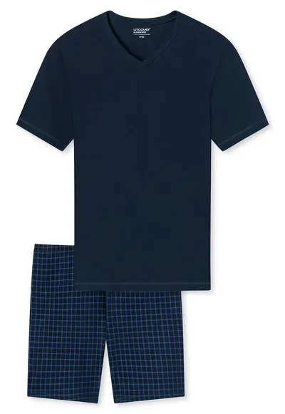 Pijama scurta de bumbac - Albastru inchis