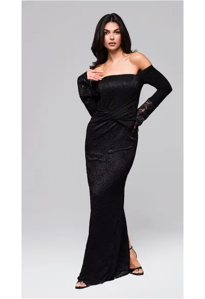 Rochie de bal maxi LA-OM-DLR243 - Negru