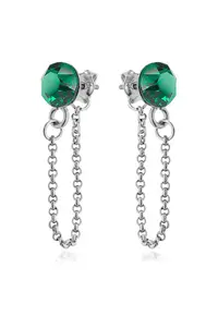Cercei Argint 925 placat cu rodiu cu cristale Swarovski® Xirius Chain - Verde