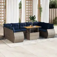 Gossi set mobilier de gradina cu perne, 10 piese, gri, poliratan