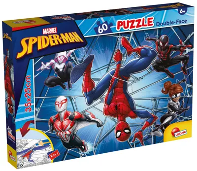 Puzzle cu două fețe Lisciani de colorat din 60 piese - Omul Păianjen