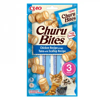 Recompense pentru pisici Churu Bites cu pui ton scoici 3 buc x 10 gr