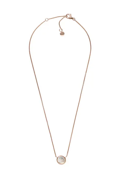 Colier de lant cu pandantiv Mother of Pearl - Auriu rose/Alb