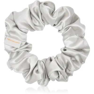 Crystallove Silk Scrunchie elastic pentru păr din mătase Silver 1 buc