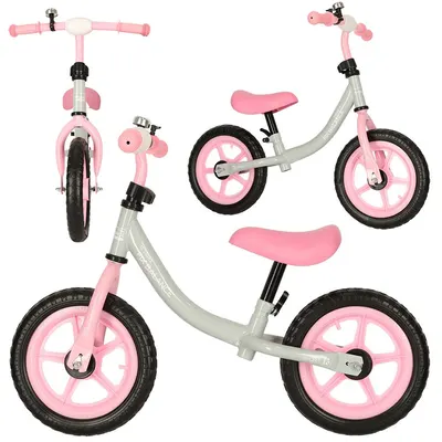 Bicicleta de echilibru fara pedale pentru copii, Ikonka, cu ghidonul si saua reglabile in inaltime, greutate redusa 1.8 kg, Trike Fix Balance pink