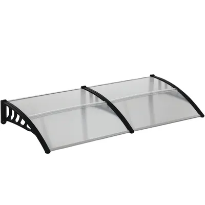 Outsunny Copertină Modernă din Policarbonat și Auminiu, pentru Balcoane, Ferestre și Uși, 200x96x27 cm, Transparent | Aosom Romania