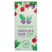 Ciocolata alba cu zmeura si matcha (Stevie si Erytrithol), 100g, Sweeteria