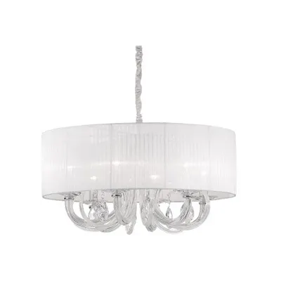 lustra Swan, 6 becuri, dulie E14, D:690 mm, H:580/1300 mm, Alb