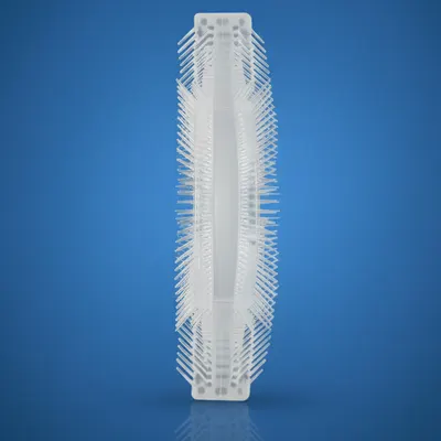 Periuta de dinti pentru bebelusi Bocioland Albastru cu forma speciala, peri din silicon alimentar, maner ergonomic cu ventuza