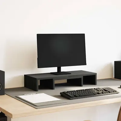 vidaXL Suport monitor reglabil, stejar negru, 60x24x10,5 cm, lemn prelucrat