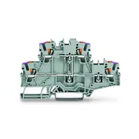 Double-deck terminal block; with push-button; 4-conductor through terminal block; N; without marker carrier; for Ex e II and Ex i applications; internal commoning; conductor entry with violet marking; for DIN-rail 35 x 15 and 35 x 7.5; 2.5 mm²; Push-in C
