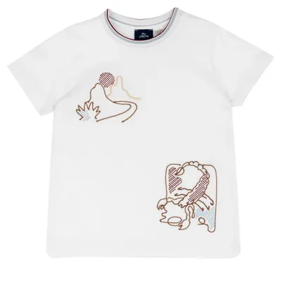 Tricou copii Chicco, alb cu model, 02056-70MC