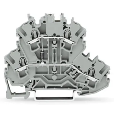 Component terminal block; double-deck; with diode 1N4007; Anode, bottom; for DIN-rail 35 x 15 and 35 x 7.5; 2.5 mm²; Push-in CAGE CLAMP®; 2,50 mm²; gray